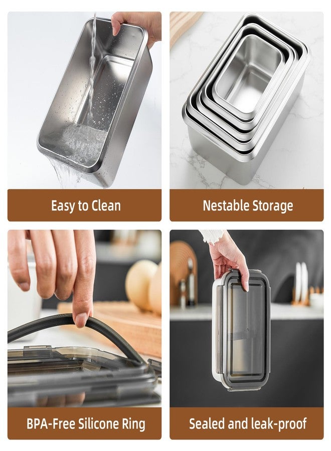 MAX COOK MAXCOOK 18/10 Stainless Steel Freezer Storage Containers With Lids, 94oz Food Container Leak Proof Metal Meal Prep Containers (2800ml) - Image 3